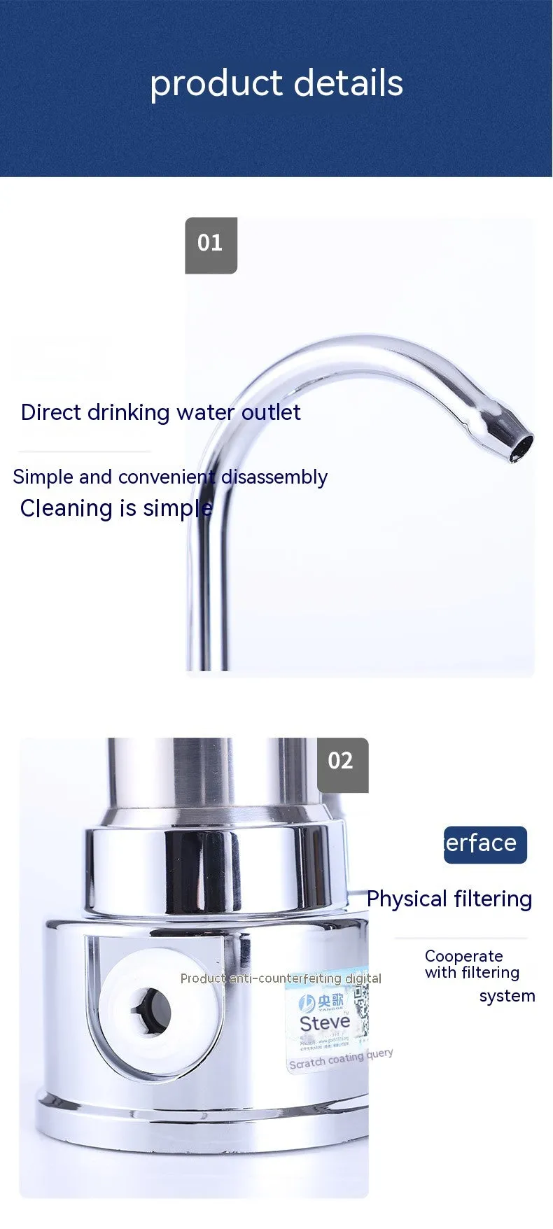 Kitchen Filter Front Faucet Desktop Water Purifier