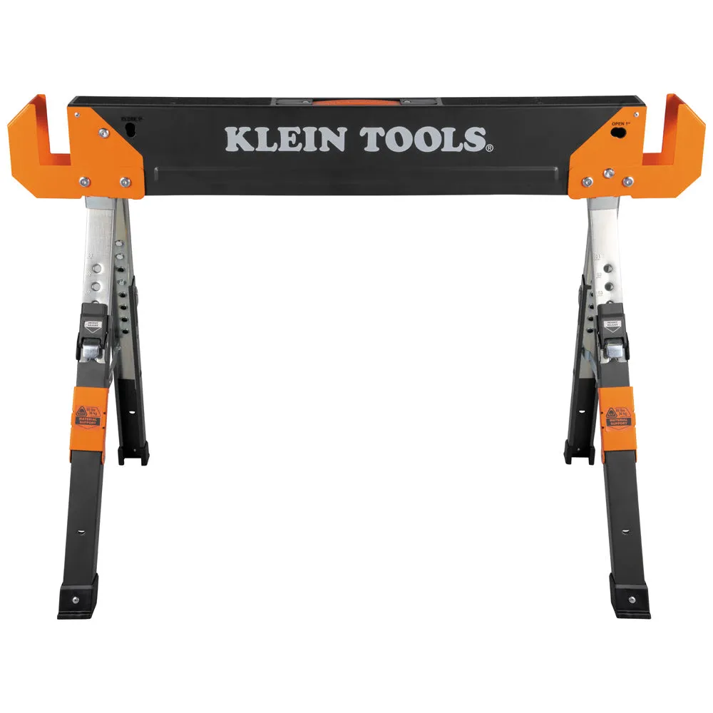 Klein 66188 Adjustable-Leg Folding Saw Horse and Jobsite Table, 1-Pack