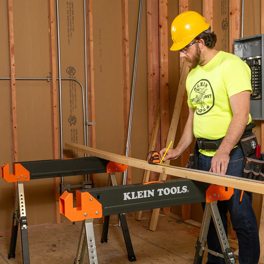 Klein 66188 Adjustable-Leg Folding Saw Horse and Jobsite Table, 1-Pack