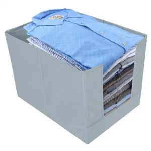 Kuber Industries Non-Woven Shirt Stacker/Clothes Organizer|Solid Color & Foldable Non Woven Material|Closet & Wardrobe Organizer|Size 40 x 20 x 25 Cm, Pack of 1 (Grey)