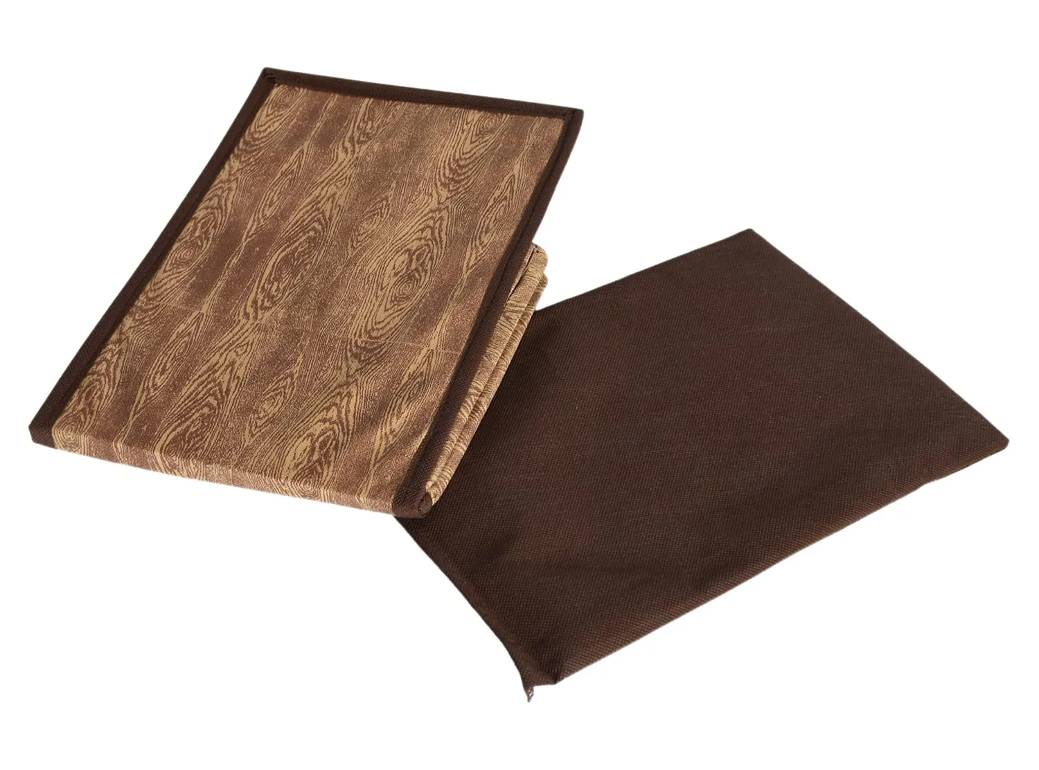 Kuber Industries Non-Woven Wooden Print Shirt Stacker With Handle & Lid Pack of 3 (Brown)