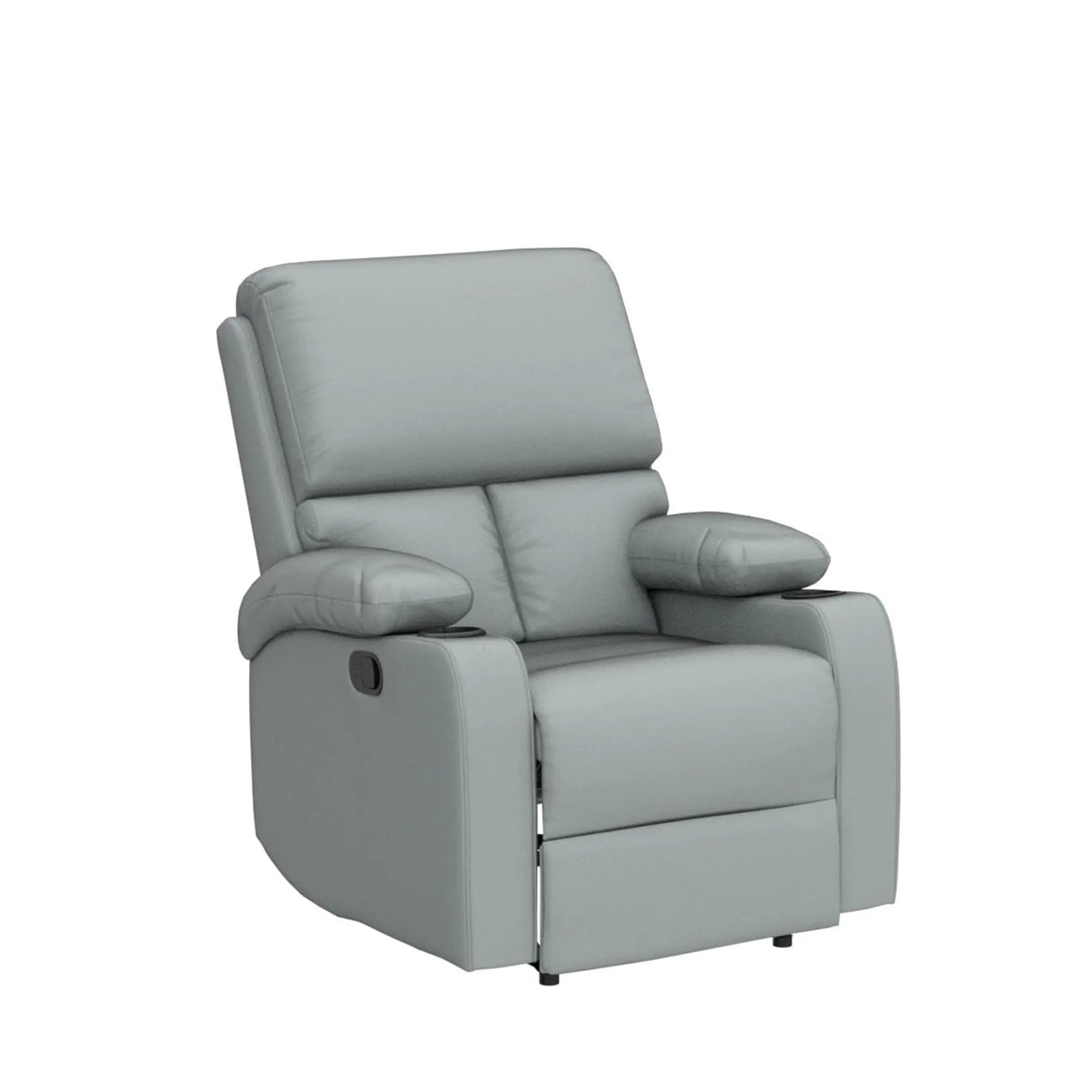 Kuber Industries PU Leather Extra Comfortable Single Recliner Sofa Chair for Relax | Adjustable Postions Manual Recliners for Home Theater, Living Room Chair 1 Seater | Solid - Gray