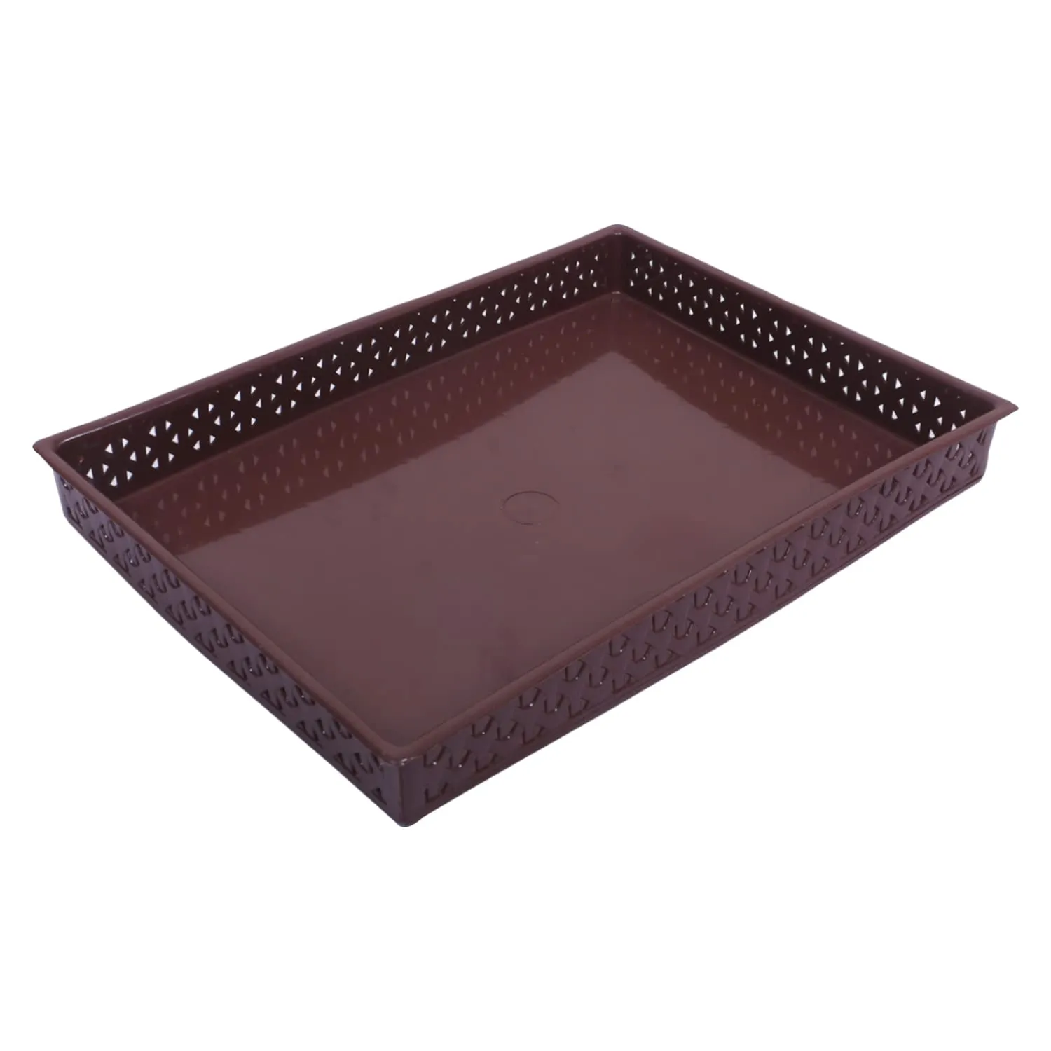 Kuber Industries Storage Tray|Versatile Plastic Storage Organizer|Rectangular Tray for Kitchen Storage|Storage Tray for Office|ALEXA-15|Pack of 3 (Brown)