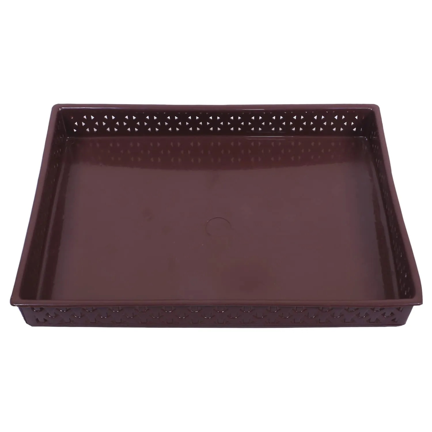 Kuber Industries Storage Tray|Versatile Plastic Storage Organizer|Rectangular Tray for Kitchen Storage|Storage Tray for Office|ALEXA-15|Pack of 3 (Brown)