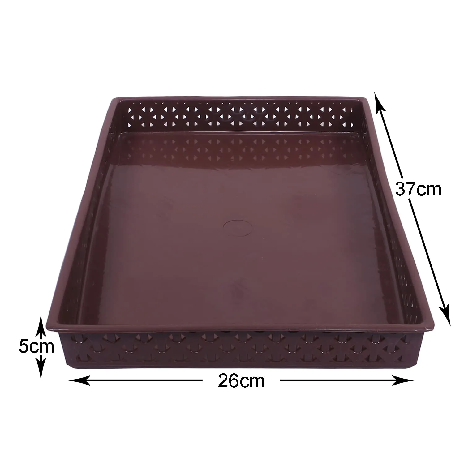 Kuber Industries Storage Tray|Versatile Plastic Storage Organizer|Rectangular Tray for Kitchen Storage|Storage Tray for Office|ALEXA-15|Pack of 3 (Brown)