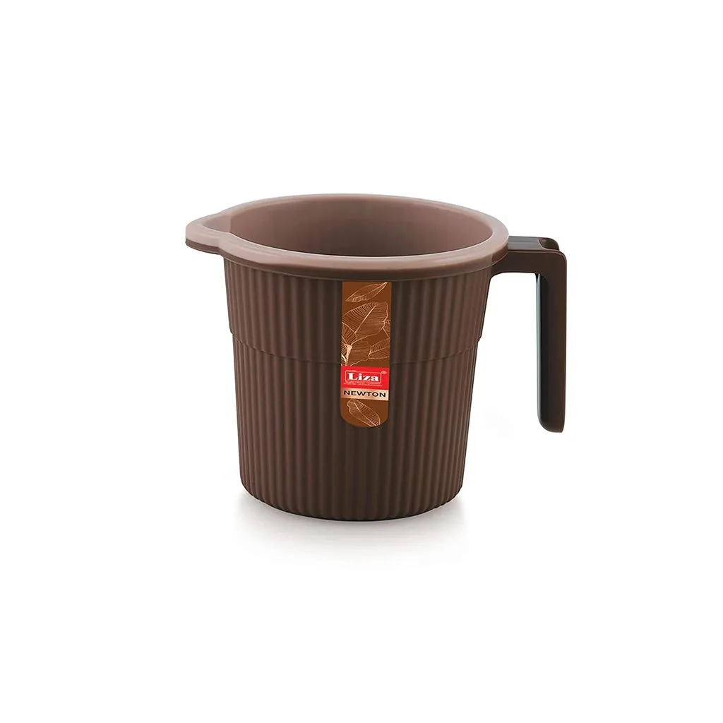 Liza Brown Plastic Bucket (20L) & Mug (1L) Set of 2