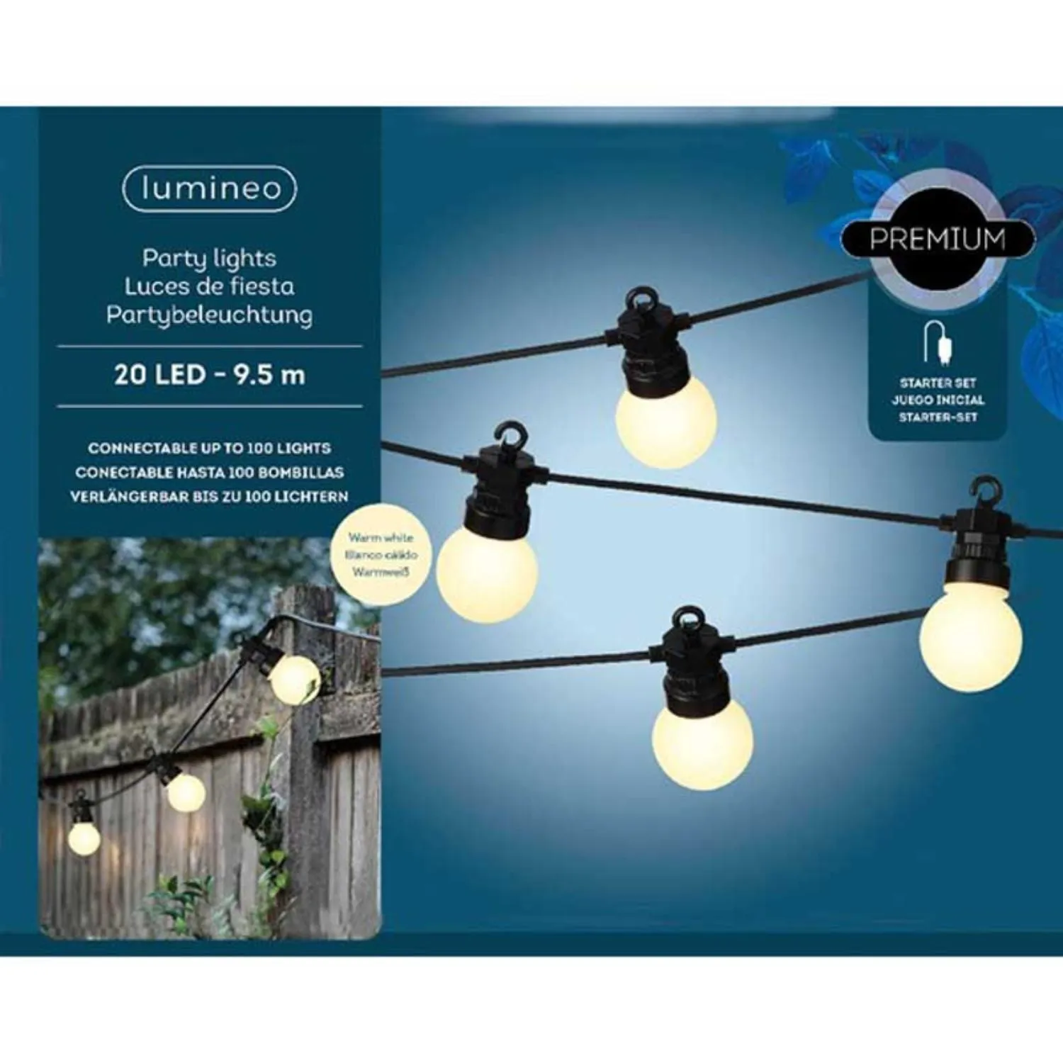 Lumineo 20 LED Milky Globe Lights (9.5m) - Starter Kit