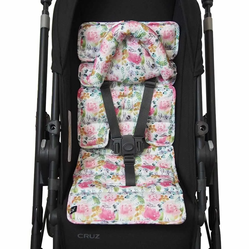 Mini Pram Liner with adjustable head support - Floral Delight