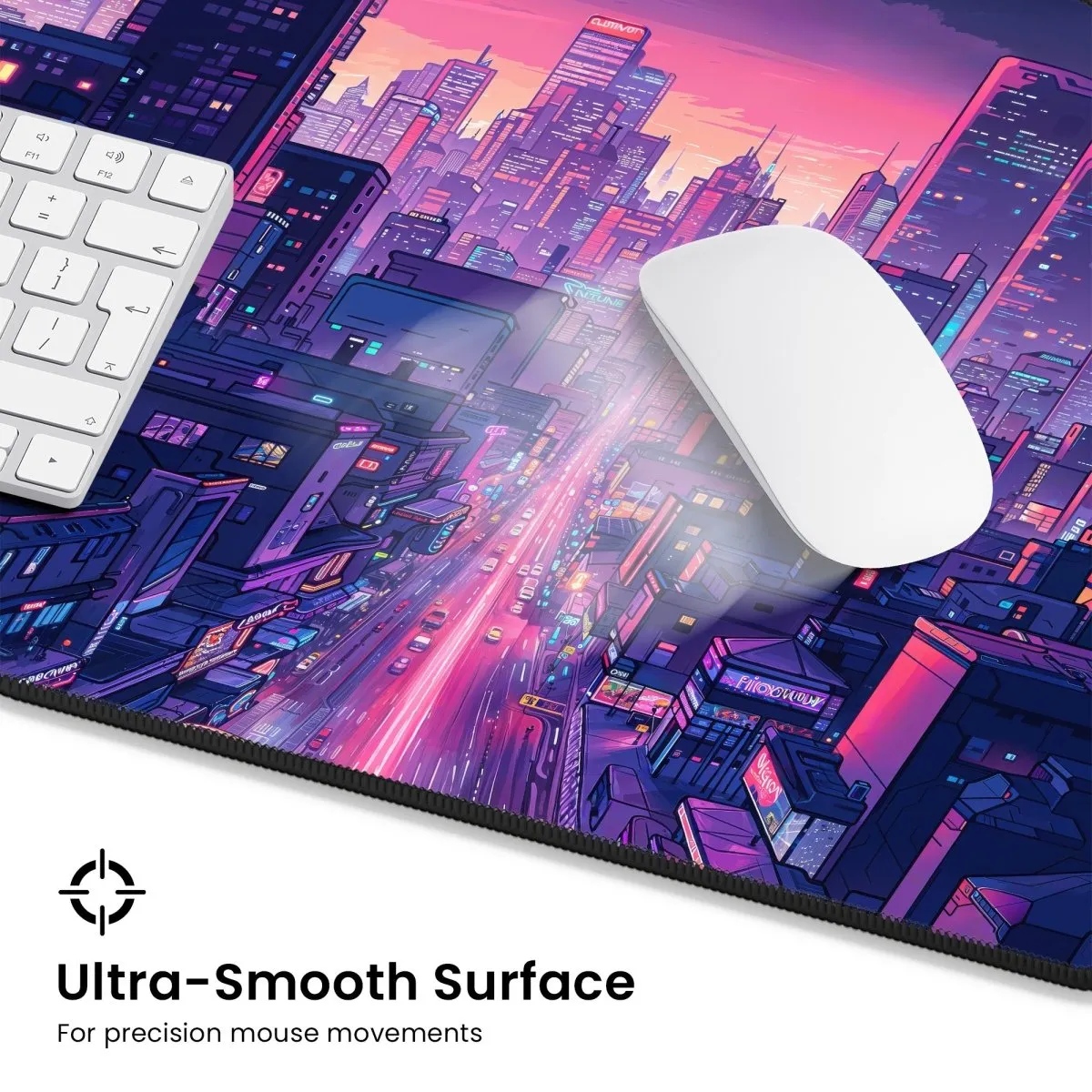 Neon City Desk Mat - Anime Gaming Mouse Pad & Vaporwave Aesthetic Decor