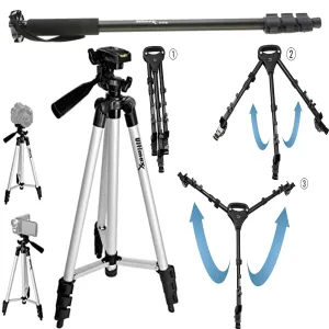 NJA 72inch Monopod (Black)| 50&quot; Tripod | Tripod Dolly Bundle