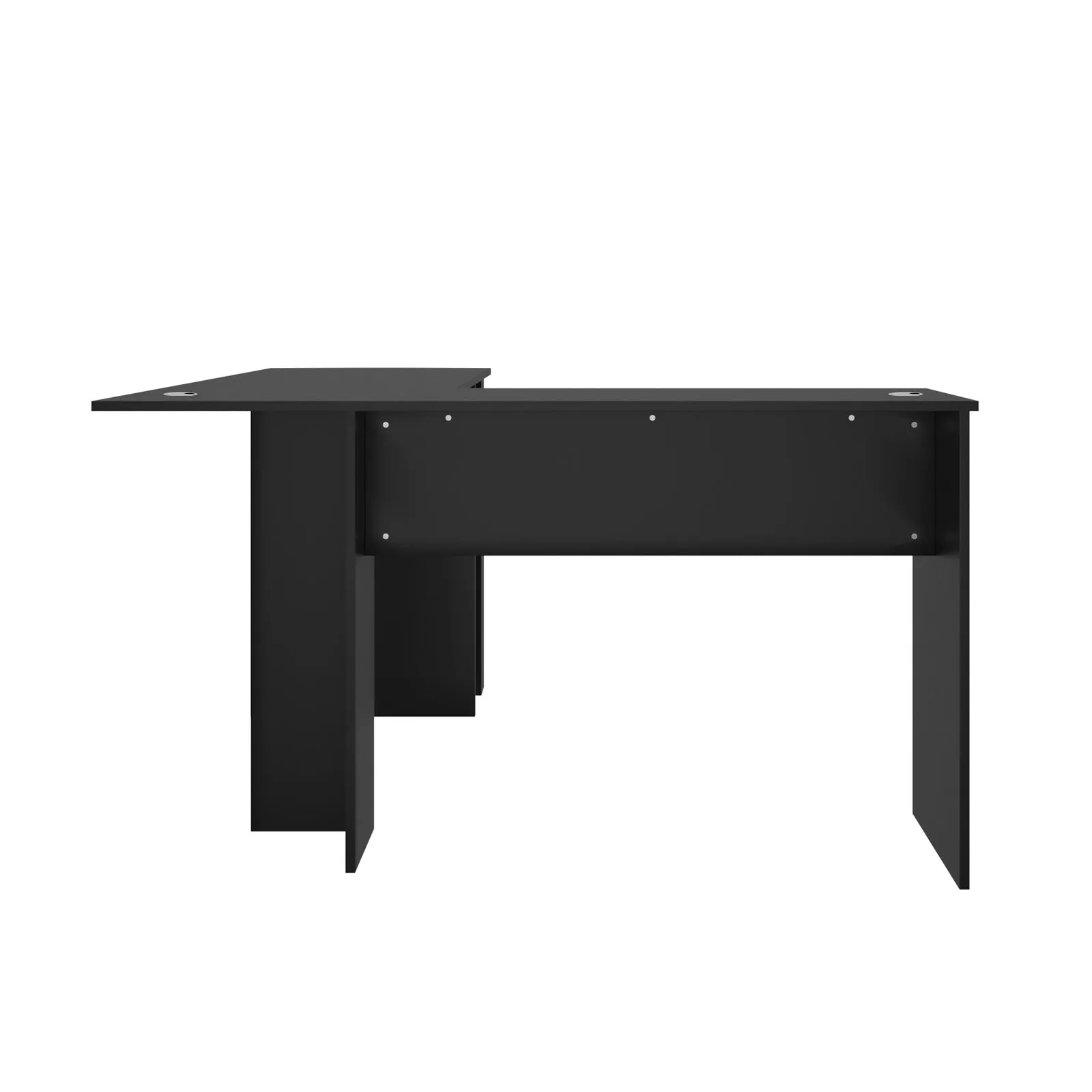 Oikiture L-shape Computer Desk Home Office Writing Desk w/ Storage Shelves Black