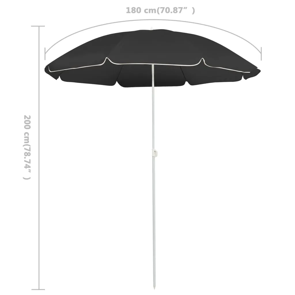 Outdoor Parasol  with Steel Pole Anthracite 180 cm