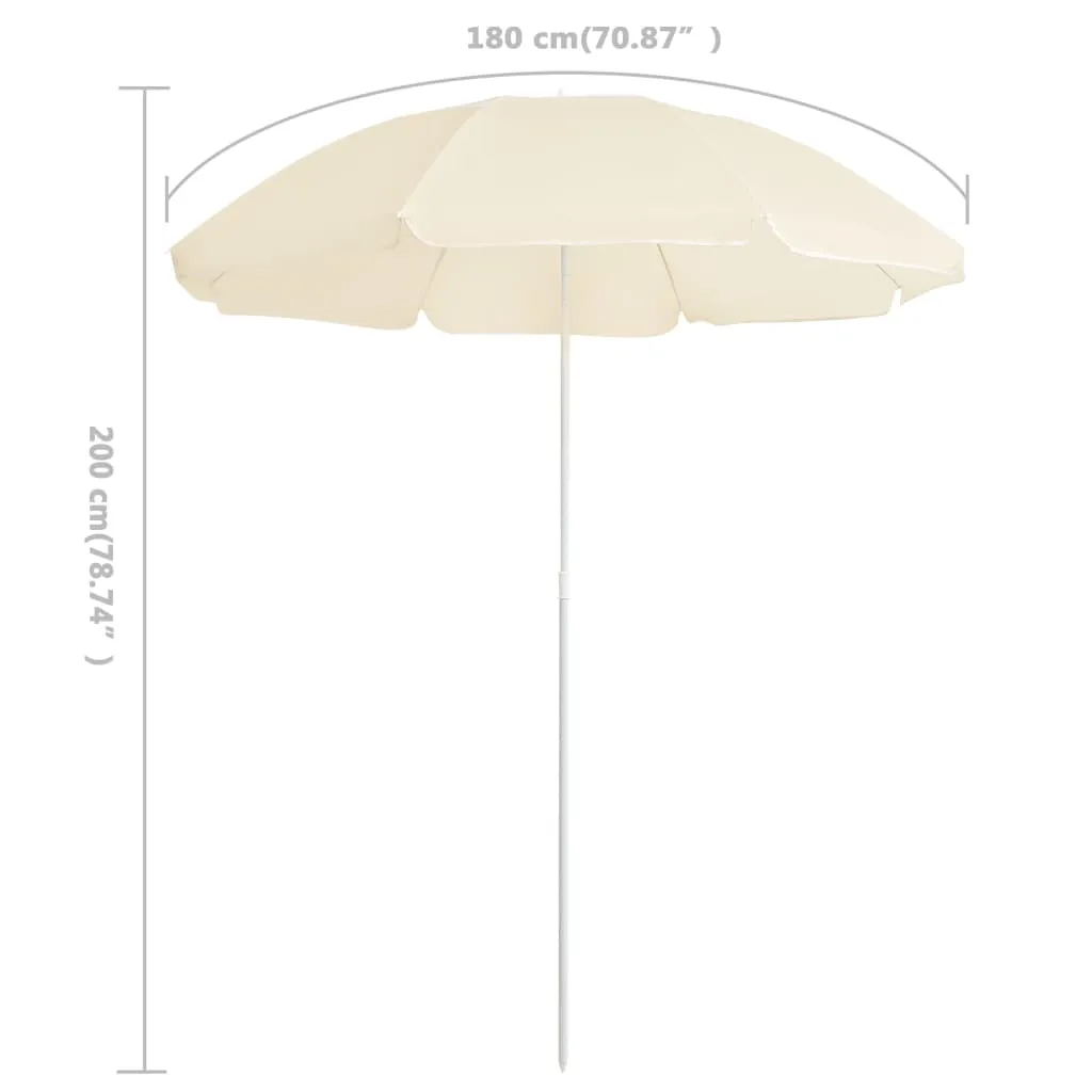 Outdoor Parasol  with Steel Pole Sand 180 cm