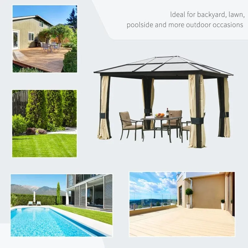 Outsunny 12' x 10' Outdoor Steel Polycarbonate Hardtop Canopy Gazebo - 01-0865