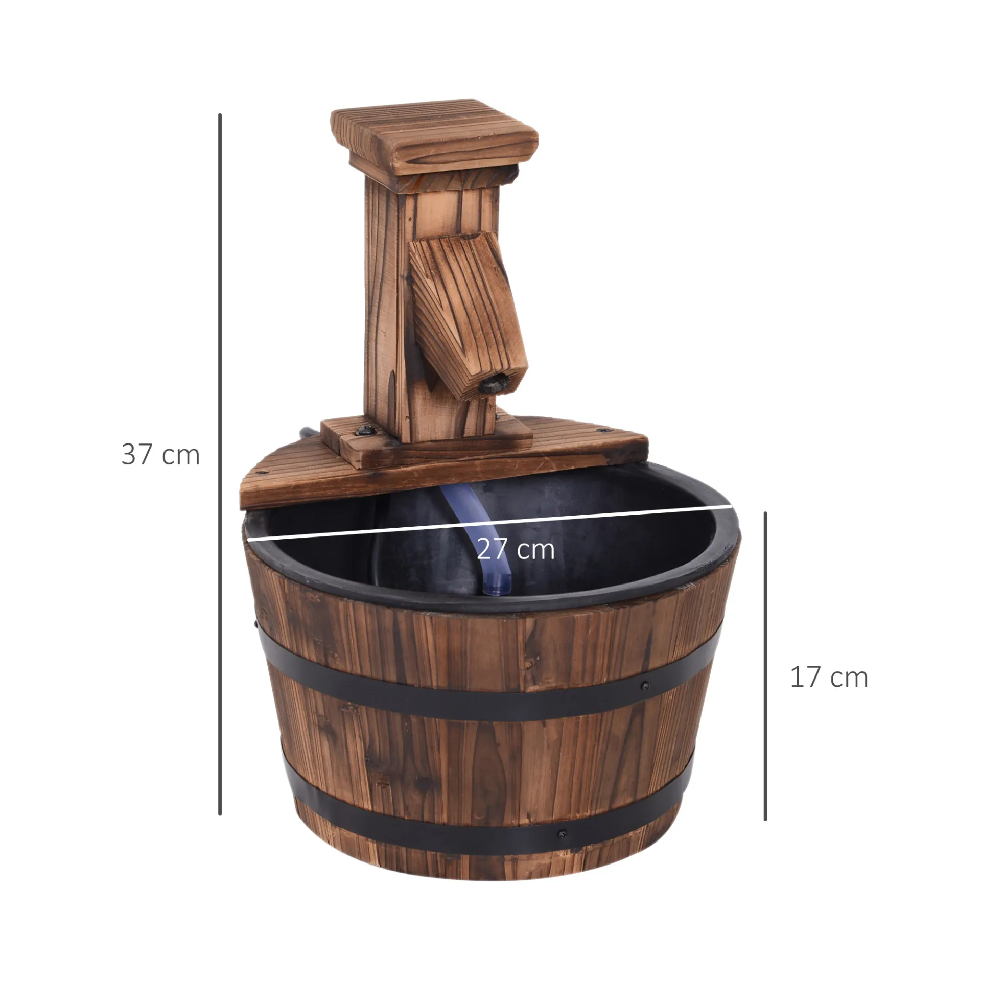 Outsunny Wood Barrel Patio Water Fountain with Electric Pump - Elegant Garden Decoration