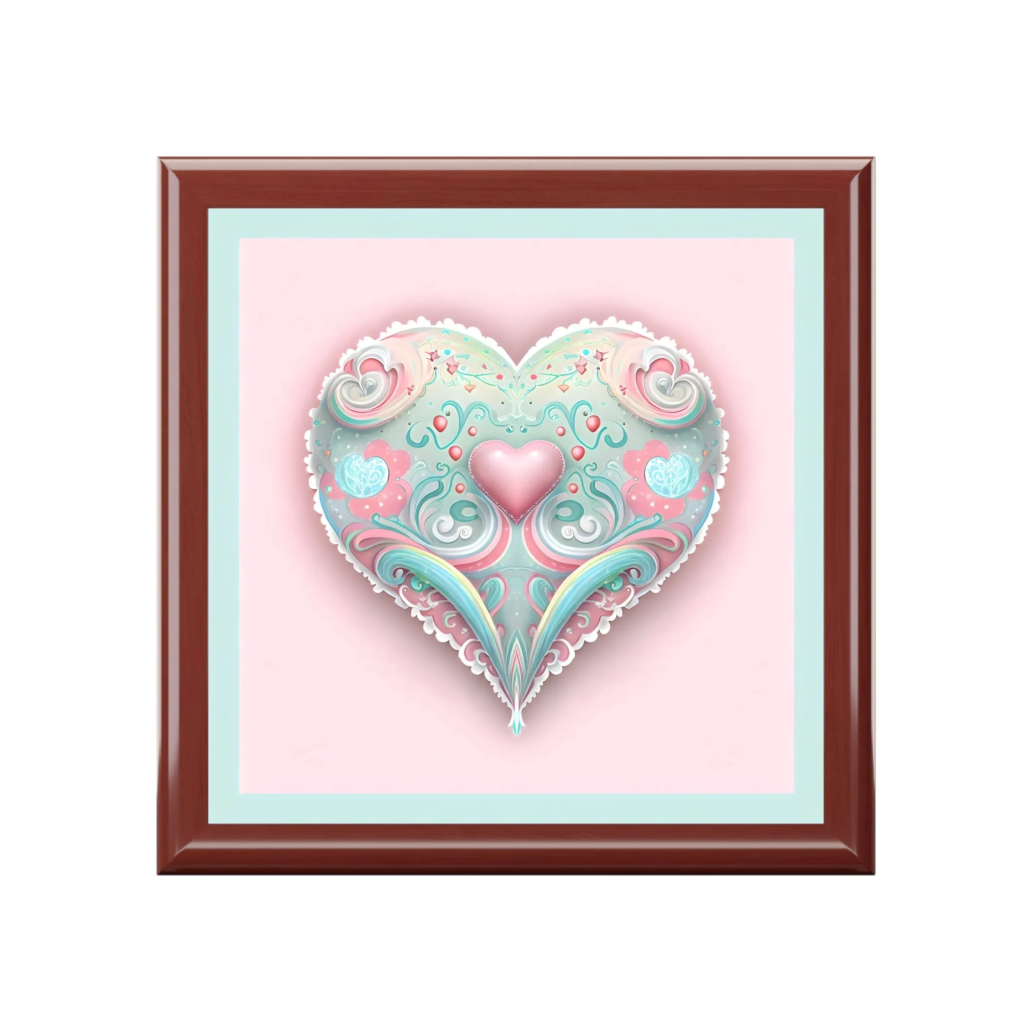 Pastel Heart Design Jewelry Box