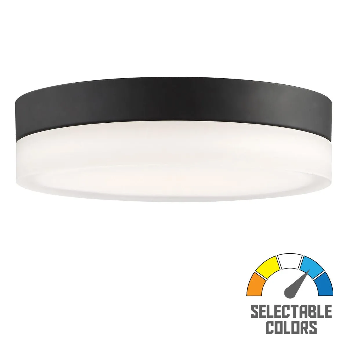 PI 11 Inch LED Flush Mount Light Selectable CCT 120V Matte Black Finish