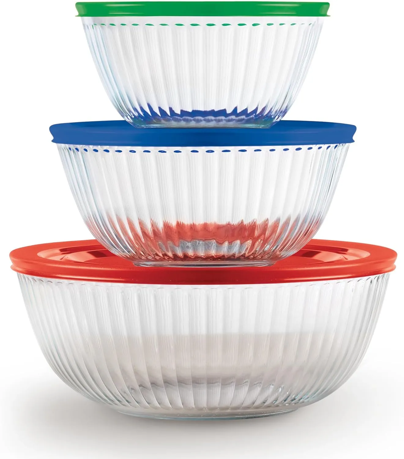 Pyrex Sculpted Glass Mixing Bowls 6pc