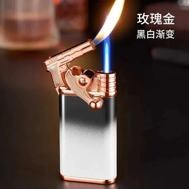 Refillable Fancy Dual Flame Gun Lighter