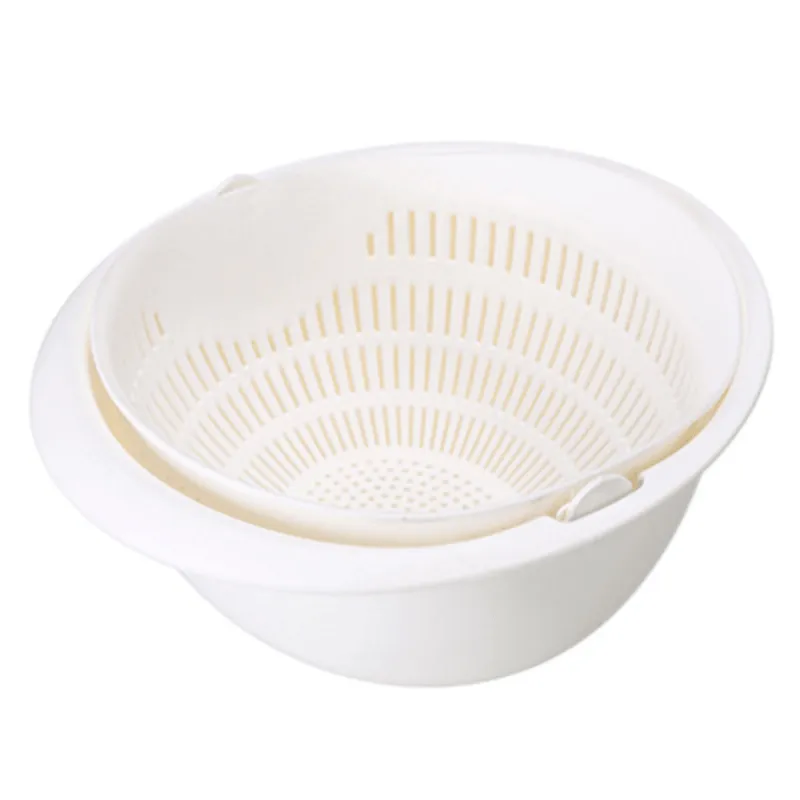 Rotate  Drain DoubleLayer Silicone Basket for Kitchen Washing