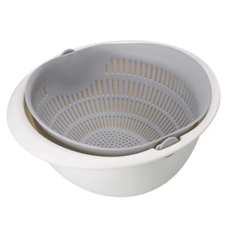 Rotate  Drain DoubleLayer Silicone Basket for Kitchen Washing