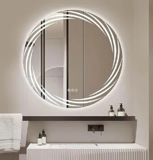 Round LED Bathroom Mirror, 18 x 18 Inches, Touch Sensor, 3 Light Effects