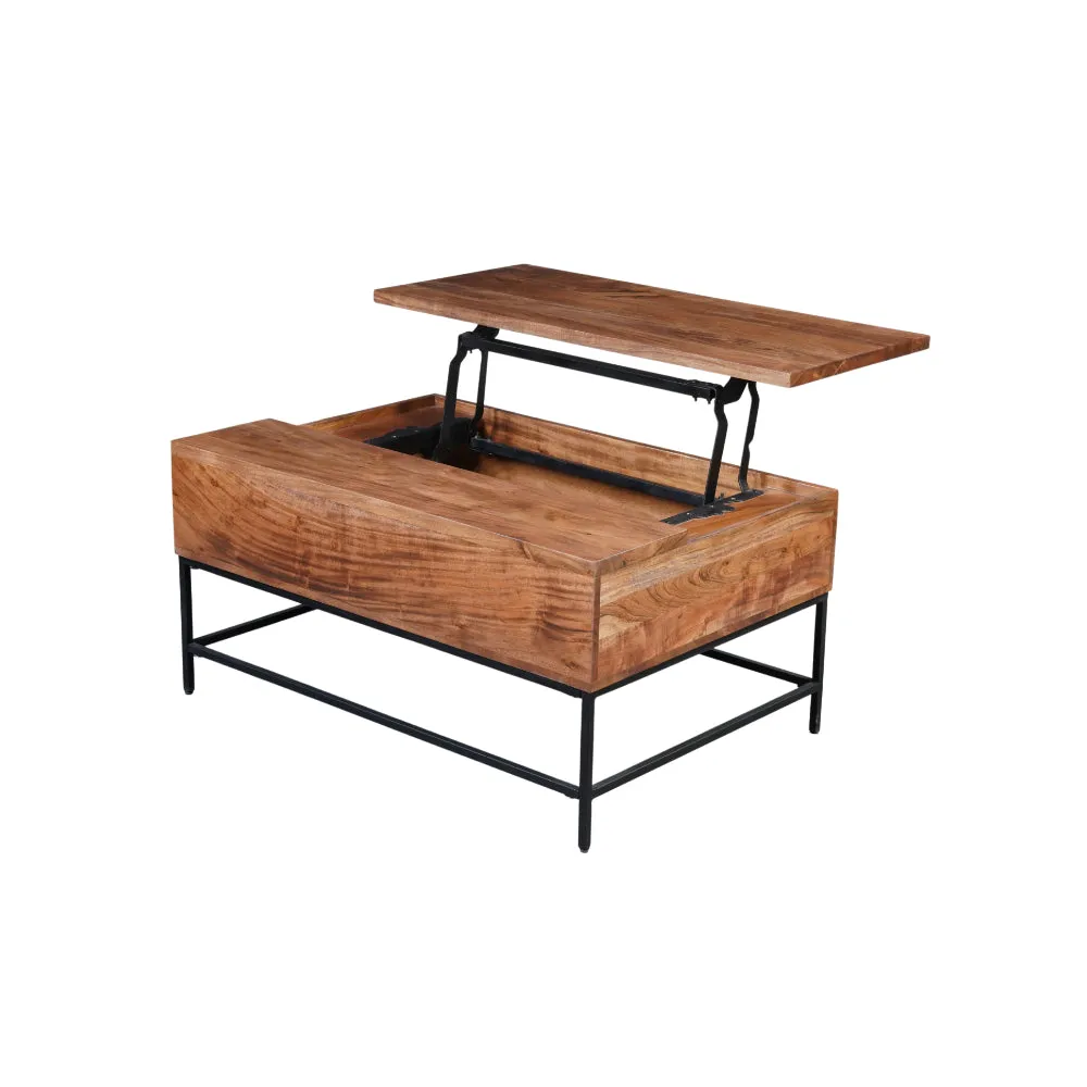 SEATTLE - Solid Acacia Wood Coffee Table with Lift-up Storage