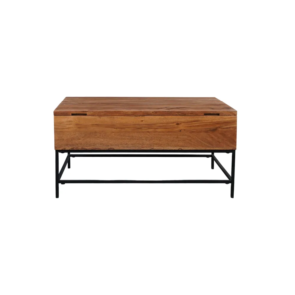 SEATTLE - Solid Acacia Wood Coffee Table with Lift-up Storage