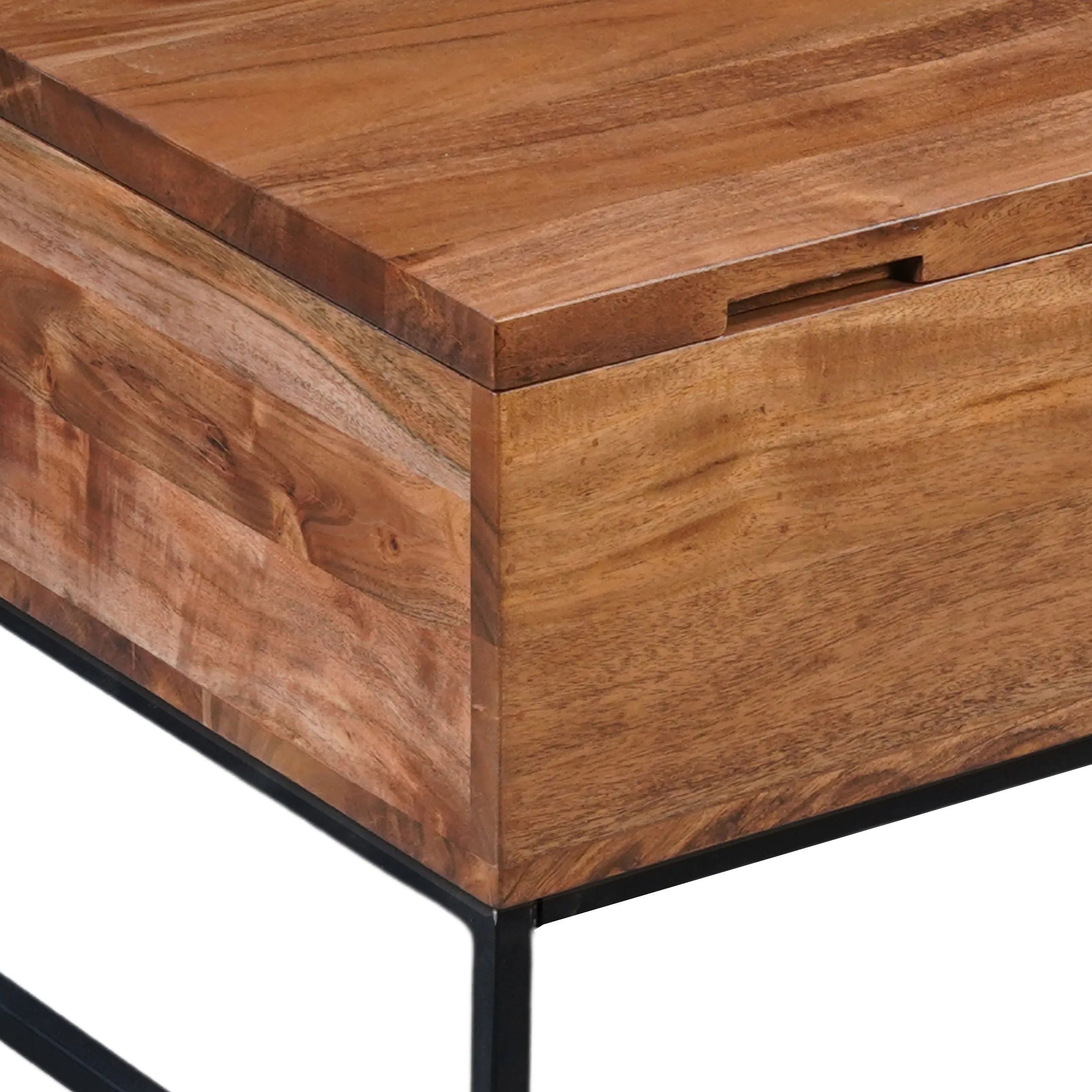 SEATTLE - Solid Acacia Wood Coffee Table with Lift-up Storage