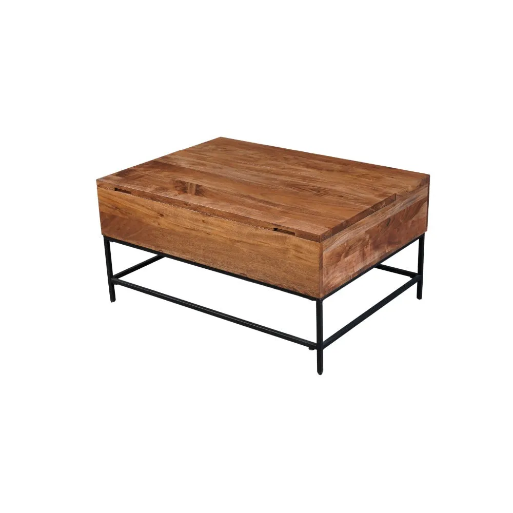 SEATTLE - Solid Acacia Wood Coffee Table with Lift-up Storage