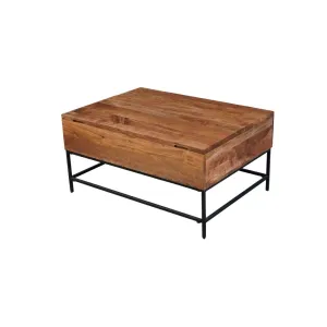 SEATTLE - Solid Acacia Wood Coffee Table with Lift-up Storage