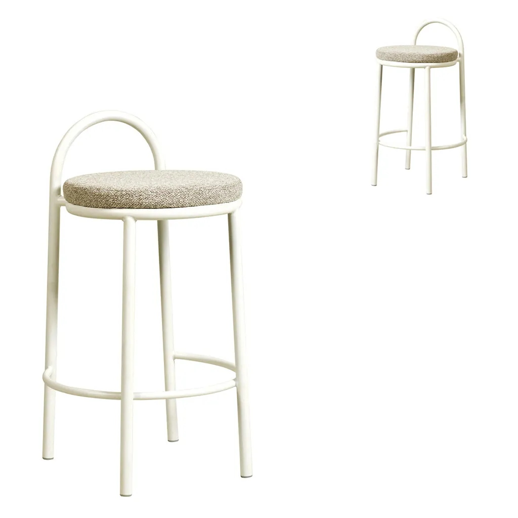 Set of 2 - Mclean 65cm White Frame Bar Stool - Clay Grey