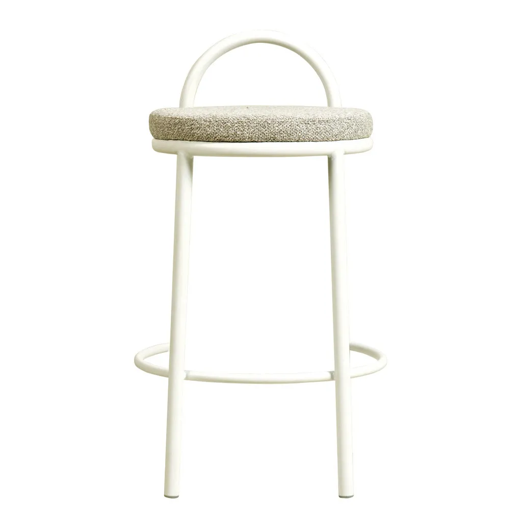 Set of 2 - Mclean 65cm White Frame Bar Stool - Clay Grey