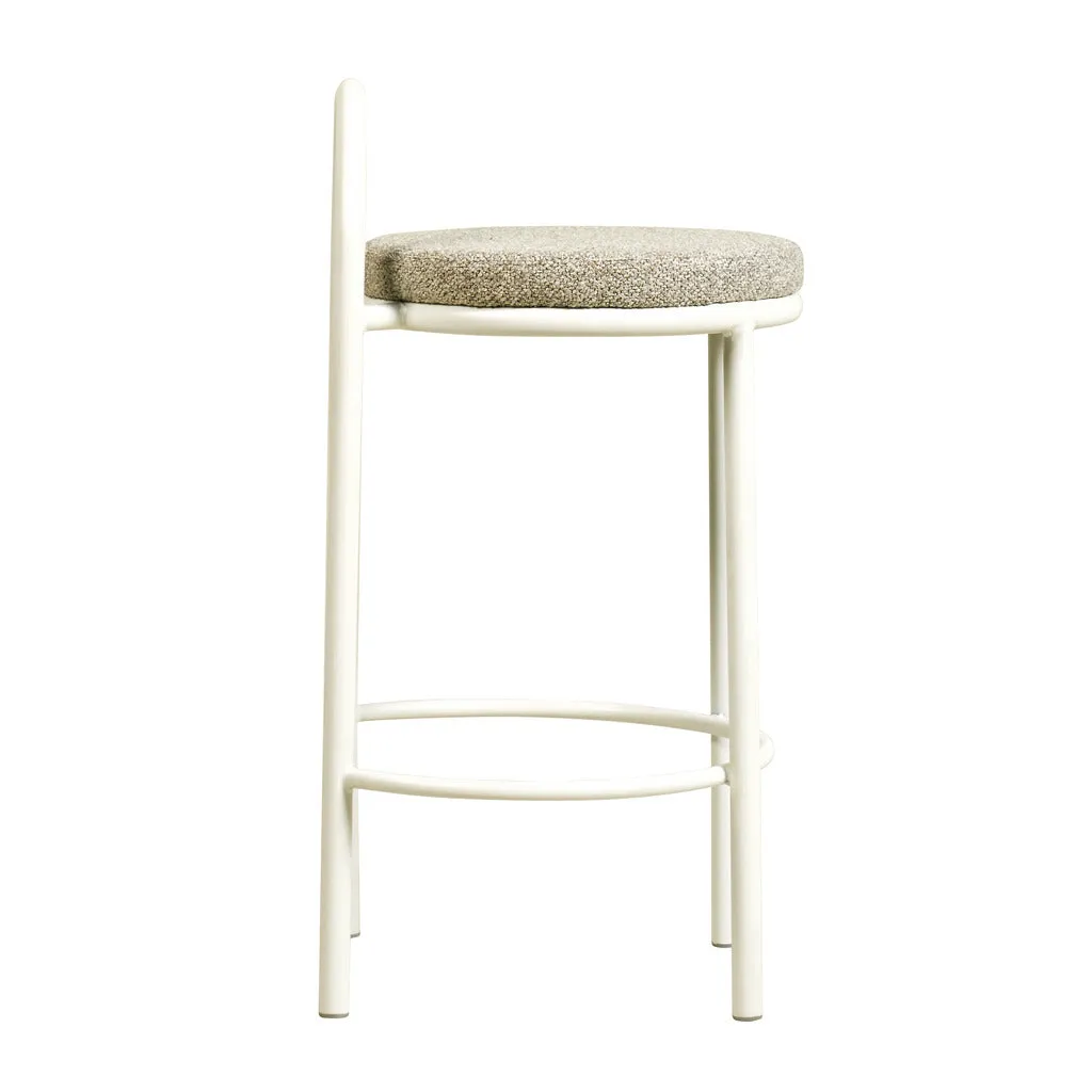 Set of 2 - Mclean 65cm White Frame Bar Stool - Clay Grey