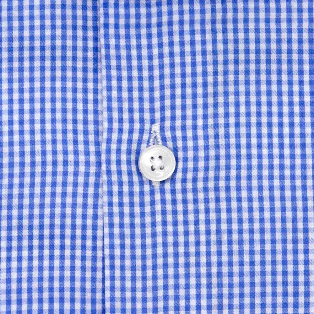 Sky Blue Checkered Cutaway Dress Shirt | The Shoji