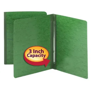 SMEAD PRESSGUARD REPORT COVER, METAL PRONG WITH COMPRESSOR SIDE FASTENER 3 INCH CAPACITY GREEN