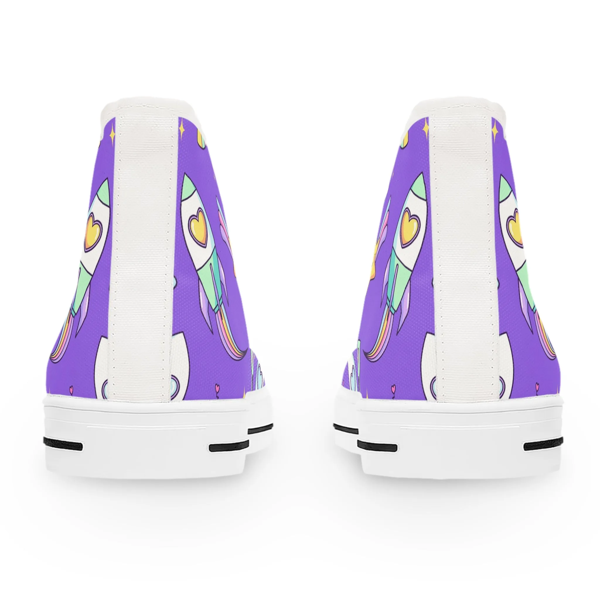 Space Object and Cat Women's High Top Sneakers