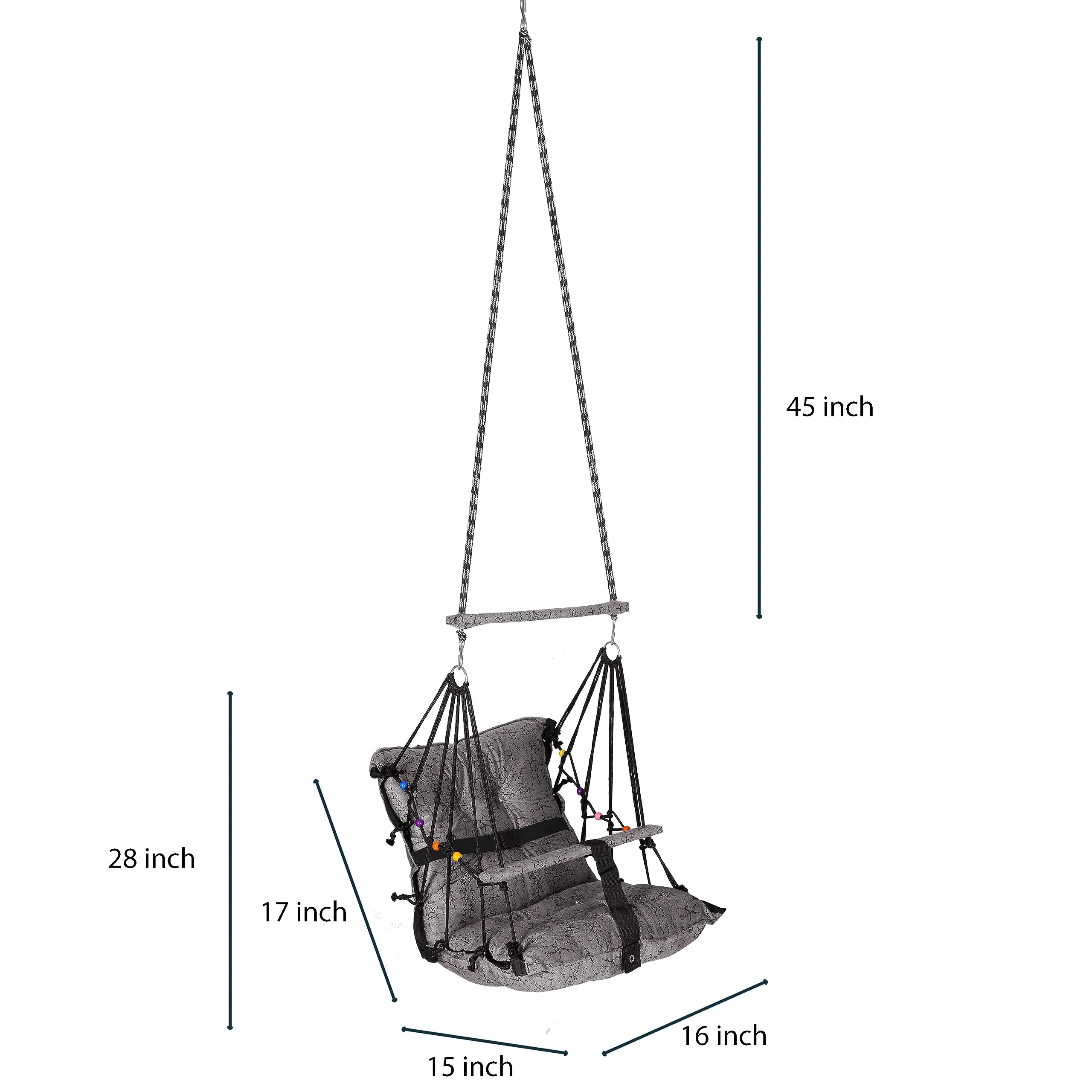 Sprointal Swing For Kids, Baby Swing Chair Cotton Children Folding And Washable 1-5 Years Swing With Safety Belt,Home And Garden Jhula For Babies |Swing For Kids|Hanging Cradle (Grey) - 45.5 Cm