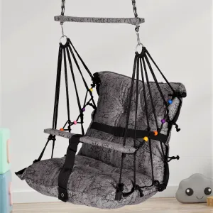 Sprointal Swing For Kids, Baby Swing Chair Cotton Children Folding And Washable 1-5 Years Swing With Safety Belt,Home And Garden Jhula For Babies |Swing For Kids|Hanging Cradle (Grey) - 45.5 Cm