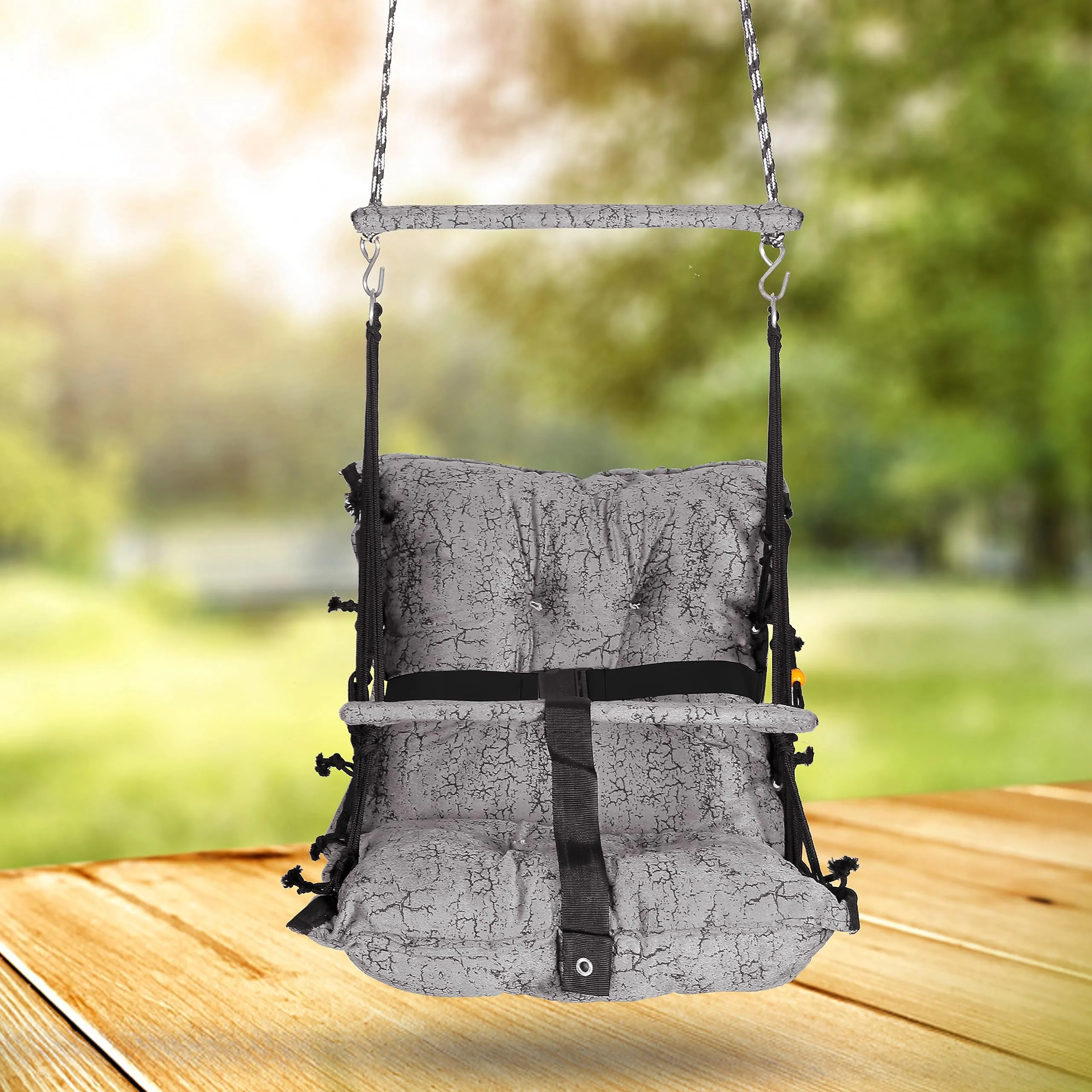 Sprointal Swing For Kids, Baby Swing Chair Cotton Children Folding And Washable 1-5 Years Swing With Safety Belt,Home And Garden Jhula For Babies |Swing For Kids|Hanging Cradle (Grey) - 45.5 Cm