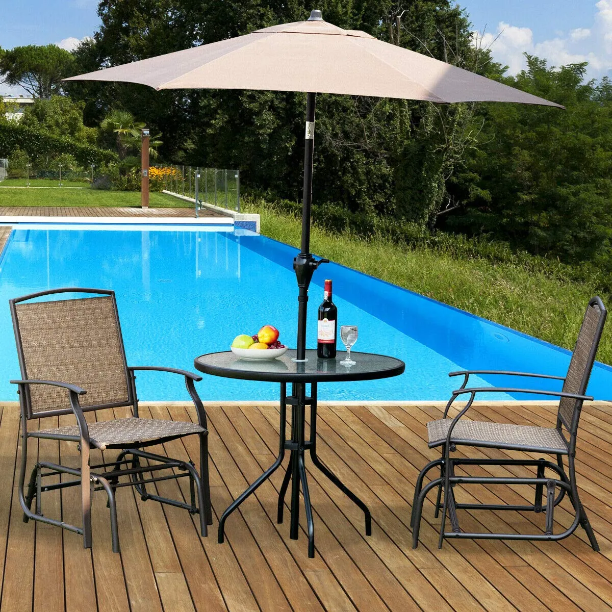 Tangkula 3PCS Bistro Set, Patio Bistro Furniture Set