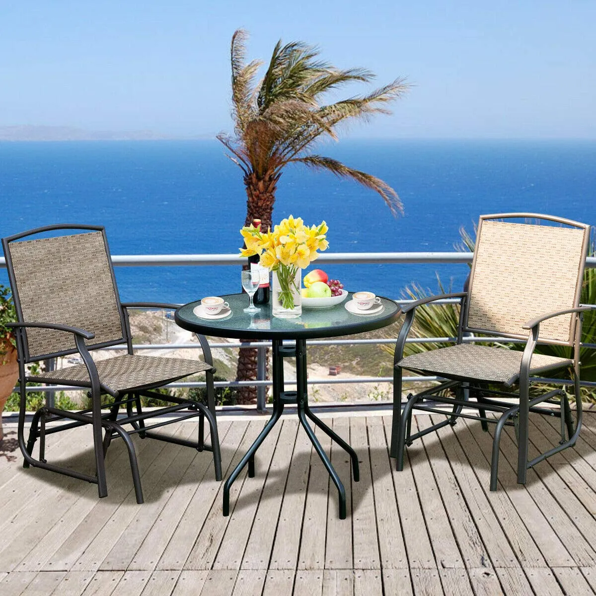 Tangkula 3PCS Bistro Set, Patio Bistro Furniture Set