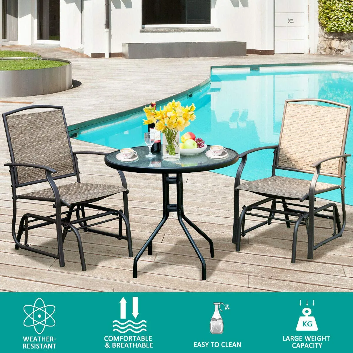 Tangkula 3PCS Bistro Set, Patio Bistro Furniture Set