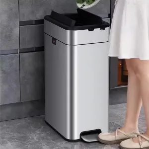 The Better Home 20L Stainless Steel Pedal Dustbin For Kitchen | (55cm) Dustbin With Lid | Dustbin For Bathroom | Dustbin With PP Inner Bucket | Silver