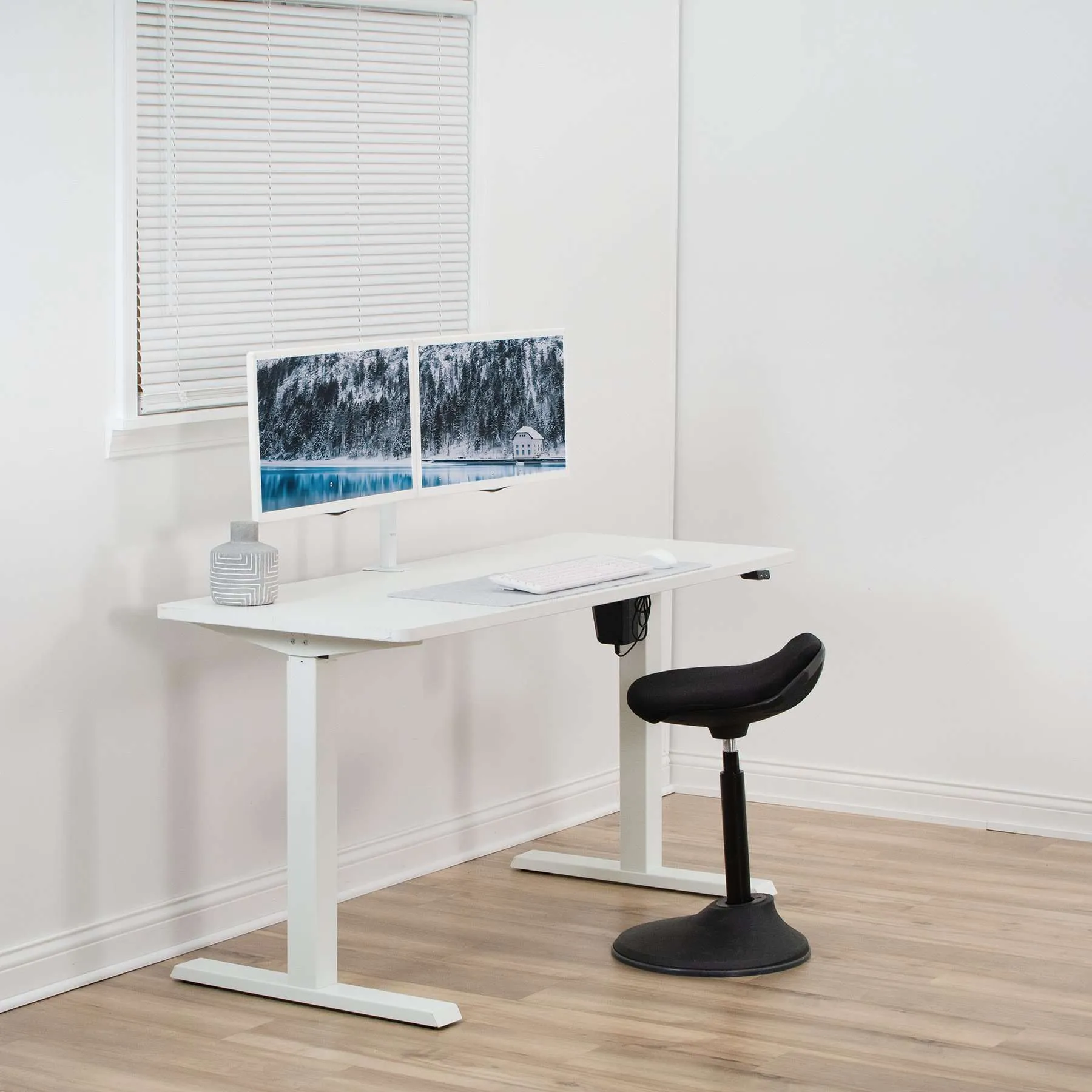 VIVO 34” to 71” Compact Electric Single Motor Desk Frame, DESK-E151PW,DESK-E151PB