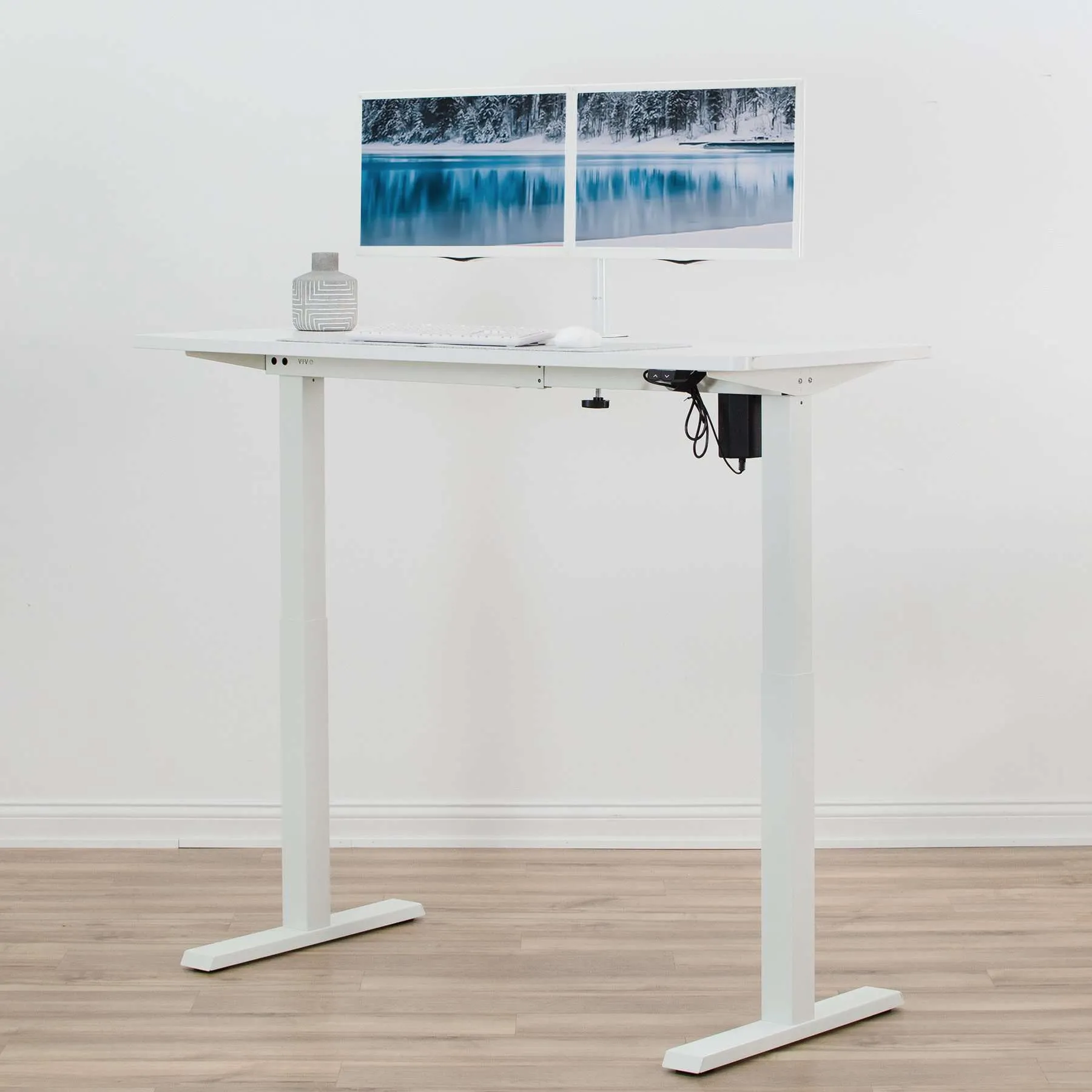 VIVO 34” to 71” Compact Electric Single Motor Desk Frame, DESK-E151PW,DESK-E151PB