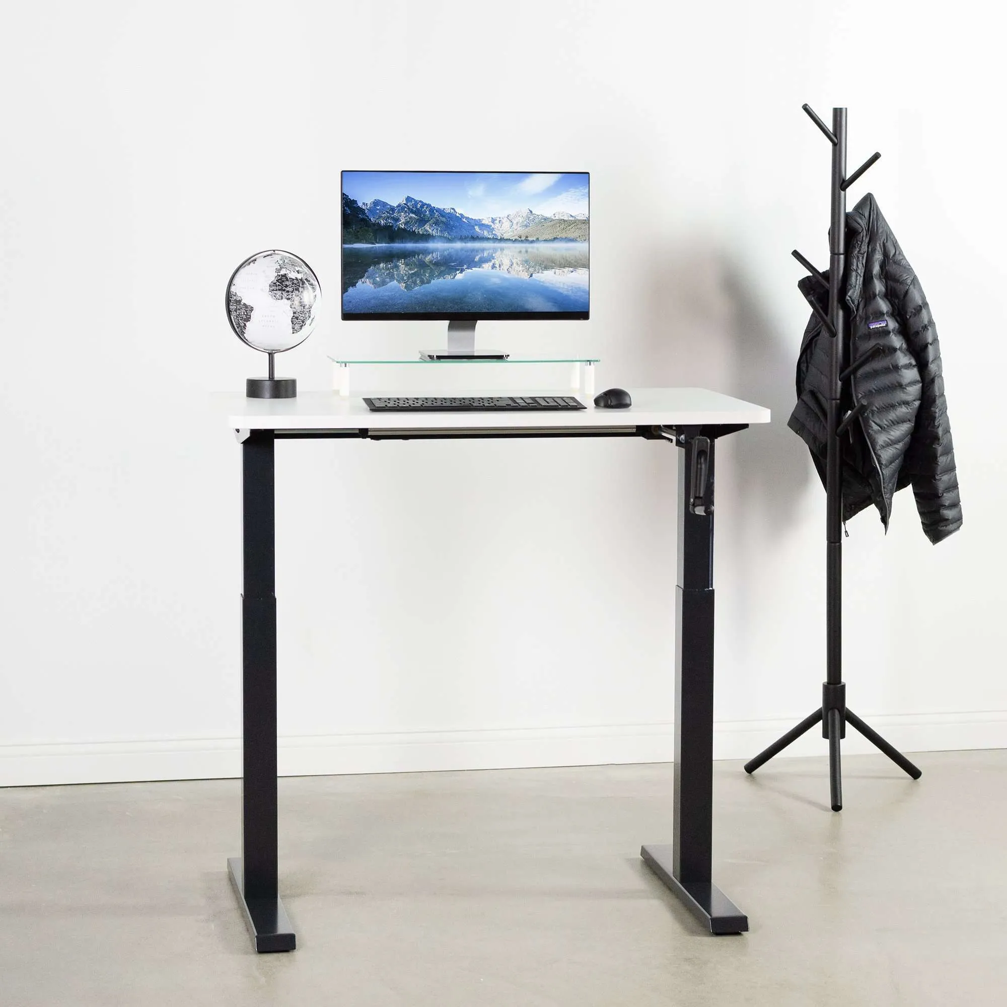 VIVO Compact Crank Height-Adjustable Desk Frame, DESK-M051MB/M051MW