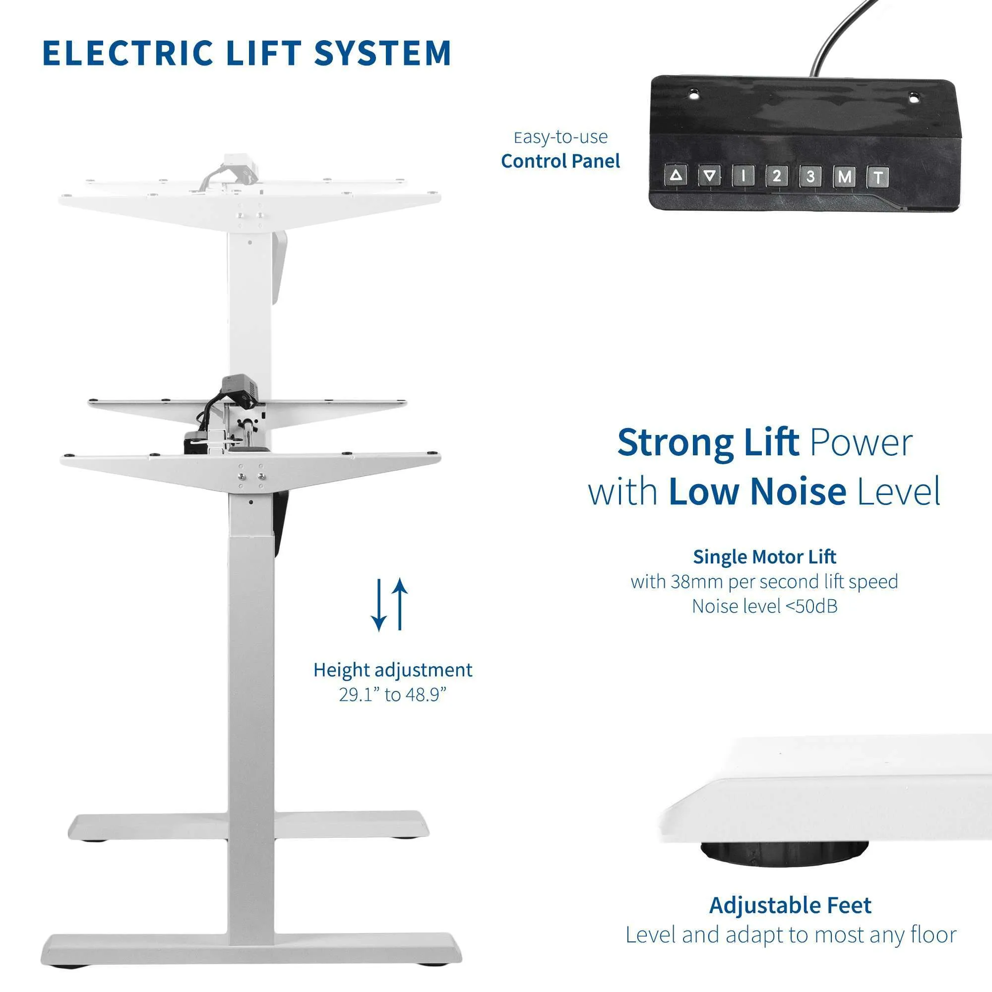 VIVO Compact Electric Single Motor Desk Frame, DESK-E151EW/E151EB, w/ Memory Pad Controller