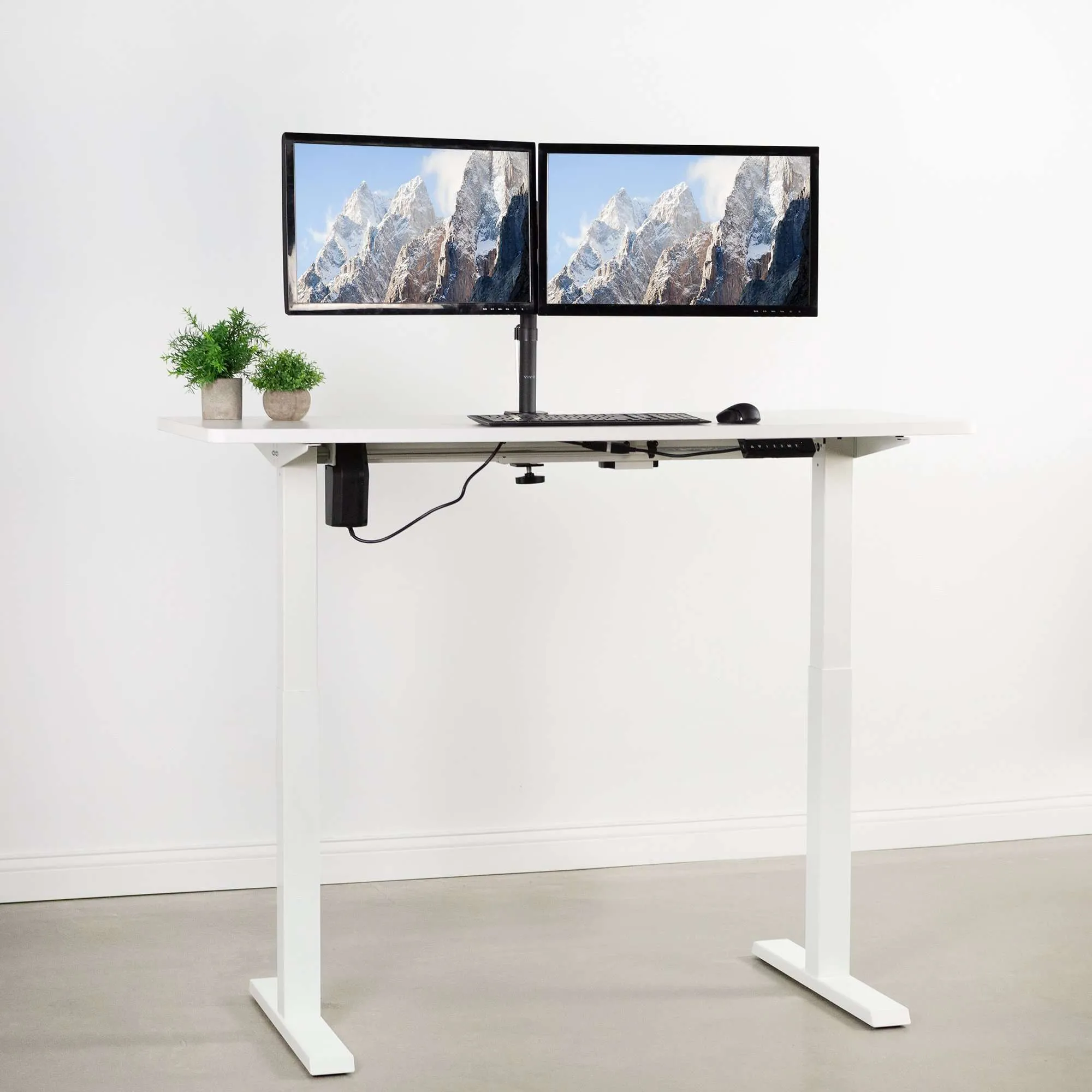 VIVO Compact Electric Single Motor Desk Frame, DESK-E151EW/E151EB, w/ Memory Pad Controller