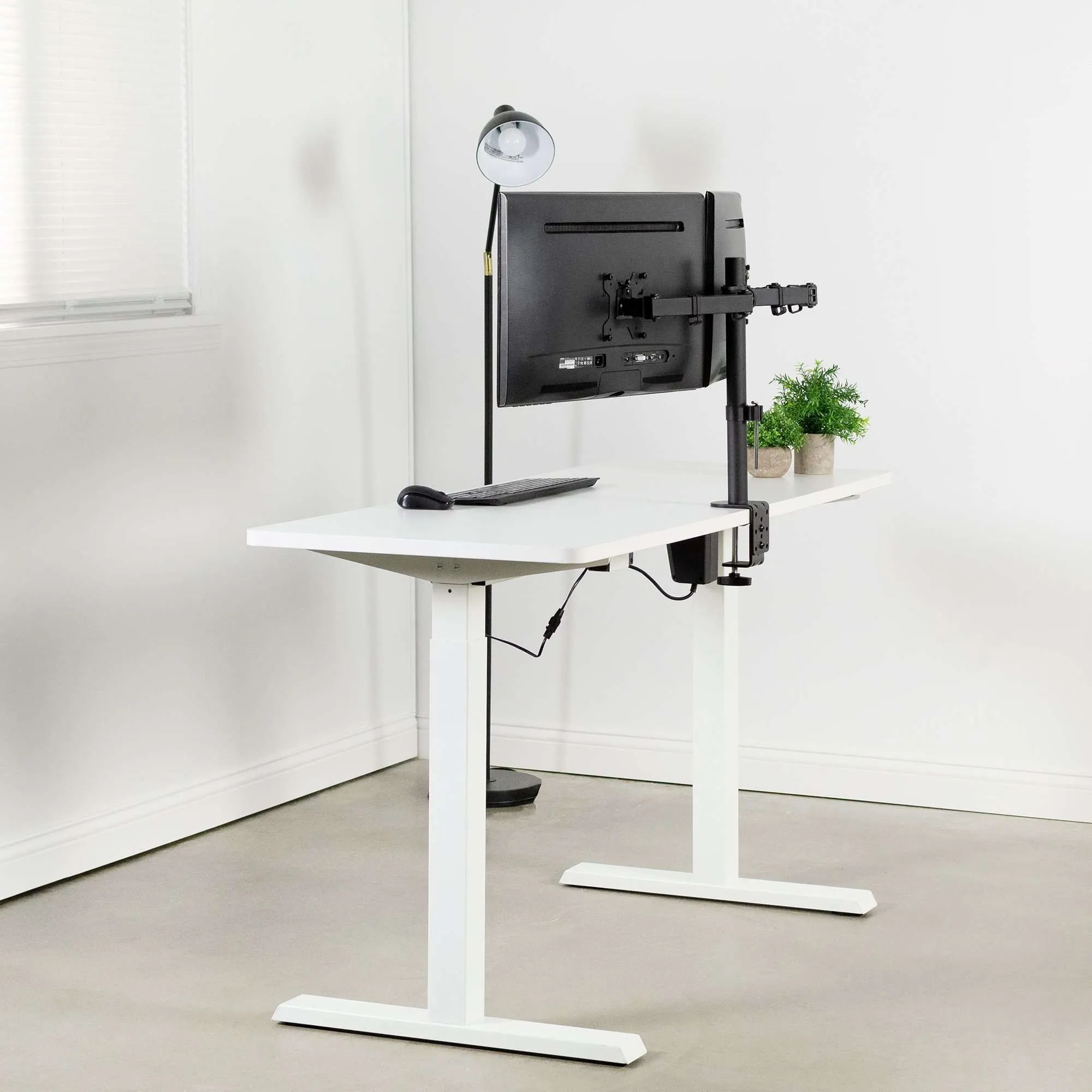 VIVO Compact Electric Single Motor Desk Frame, DESK-E151EW/E151EB, w/ Memory Pad Controller